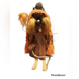 Folk Art Primitive Ski Souvenir Doll Man Wood‎ Oddities